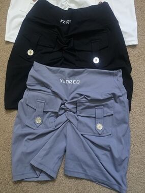 3-Piece High-Waisted Cargo Scrunch Biker Shorts Bundle – Size Large